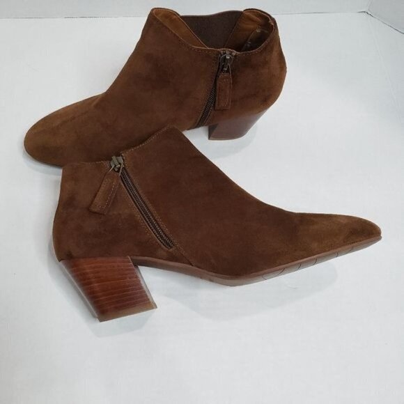 Aquatalia Farrell Waterproof Suede Ankle Booties Size 8.5 in Chesnut Color - Picture 6 of 13
